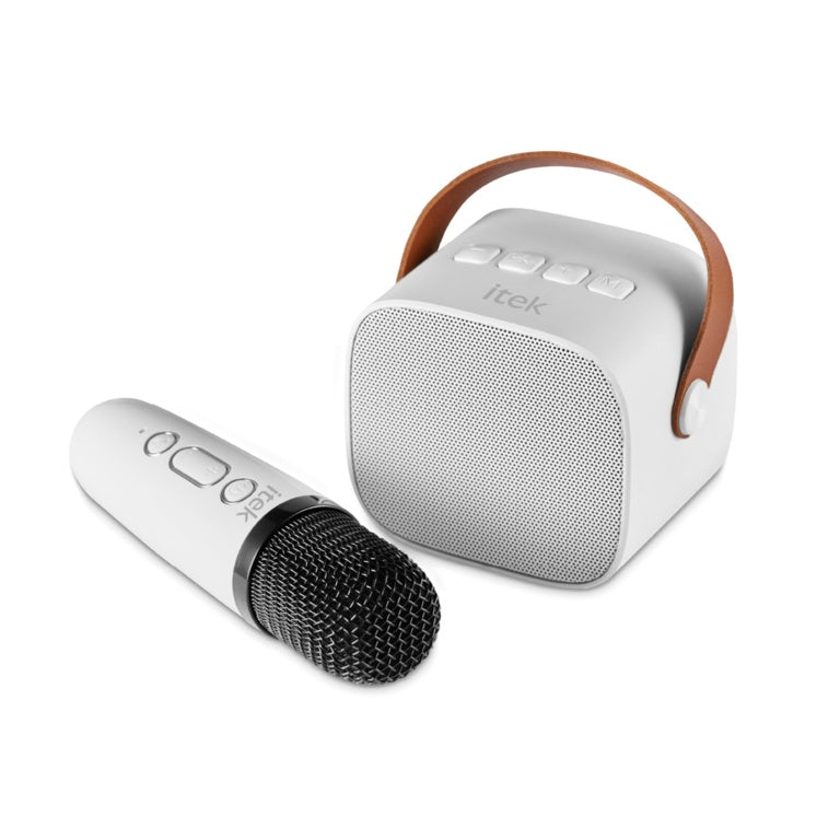 Itek White Mini Karaoke Bluetooth Speaker Mic 5W