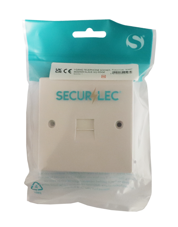 Securlec 1 Gang Telephone Socket Square Edge
