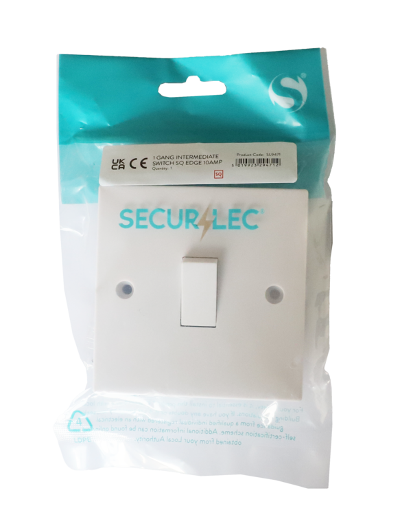 Securlec 1 Gang Intermediate Switch Square Edge