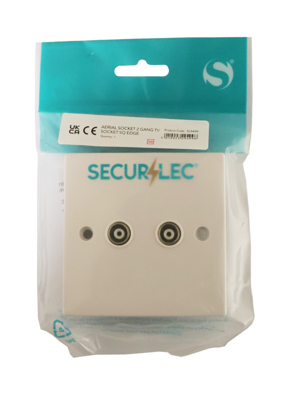 Securlec 1 Gang Aerial Socket Square Edge