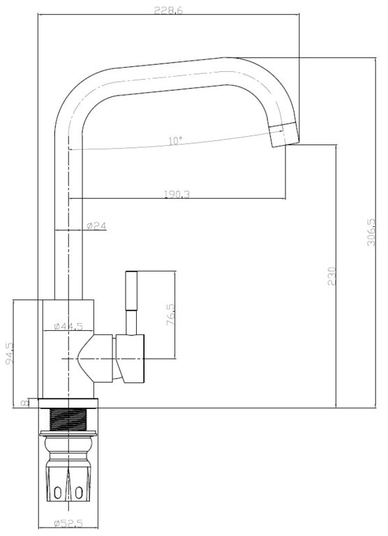 Reginox Selina Gold Swan Neck Single Lever Tap