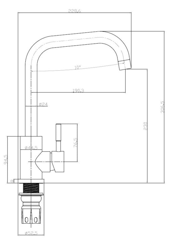 Reginox Nera Matt Black Swan Neck Single Lever Tap