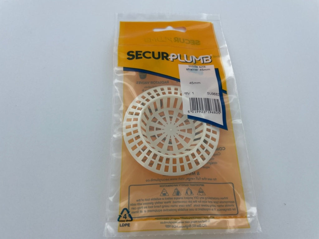 Securplumb White Sink Strainer 45mm Pack 1