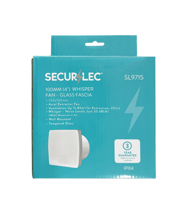 Securlec Whisper Fan Glass Fascia 100mm 4"
