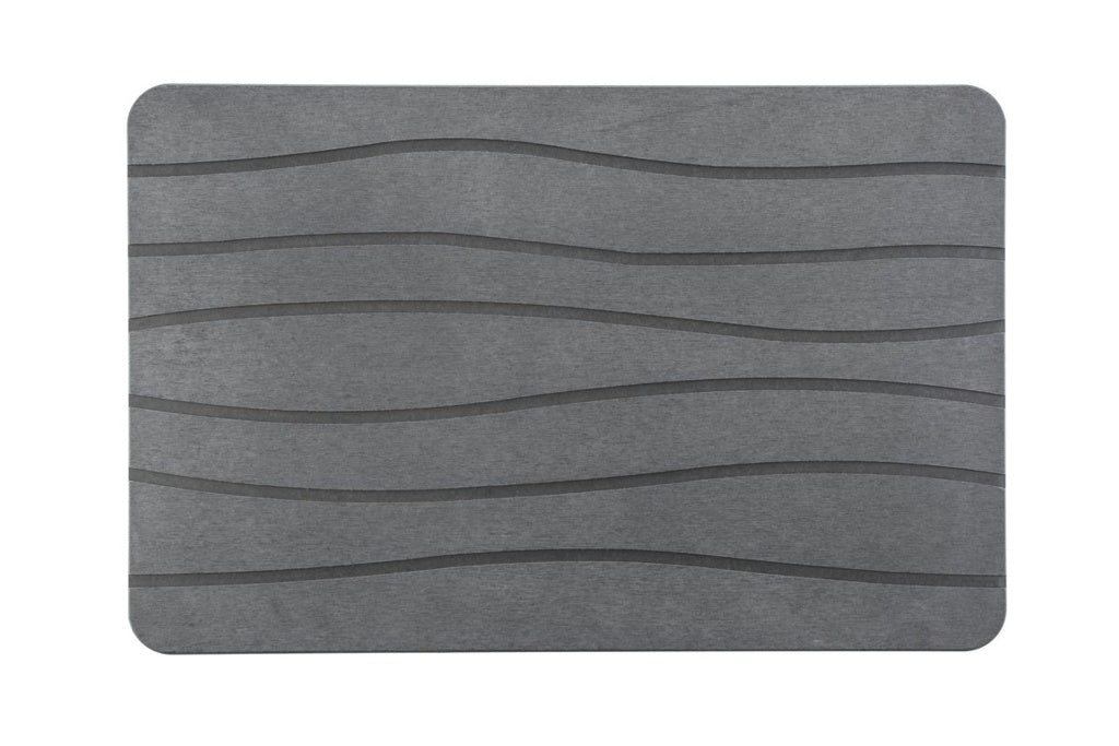 Blue Canyon Diatomite Bathroom Mat Waves 40 x 60cm Grey