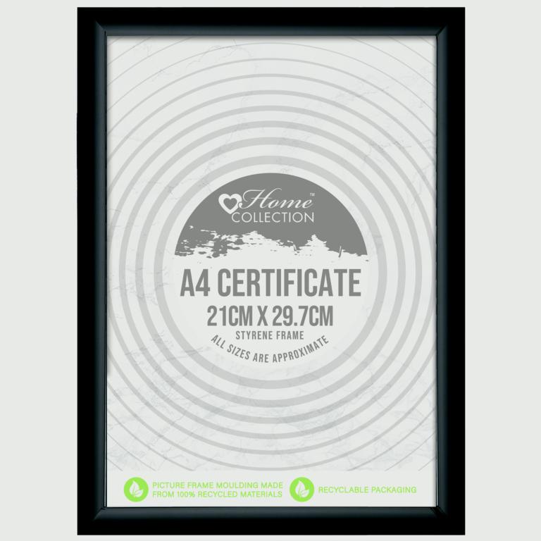 I G Design Styrene Black A4 Certificate Frame