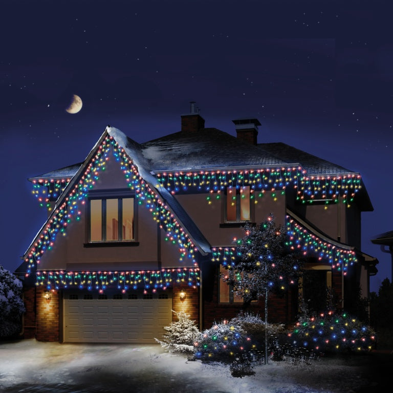 Premier Snowing Icicles With Timer 960 LED Multi Coloured