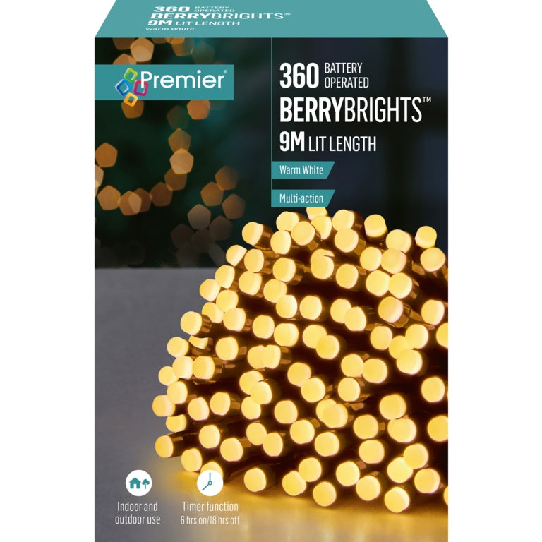 Premier Battery Operated Multi Action Berrybrights 360 LED Warm White