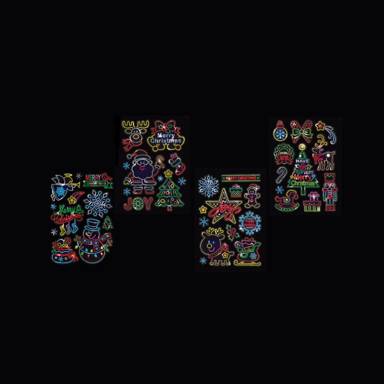 Premier Neon Effect Christmas Window Stickers 16cm