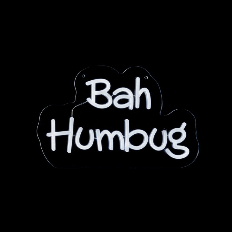 Premier Bah Humbug Hanging Lit Neon Sign 36cm