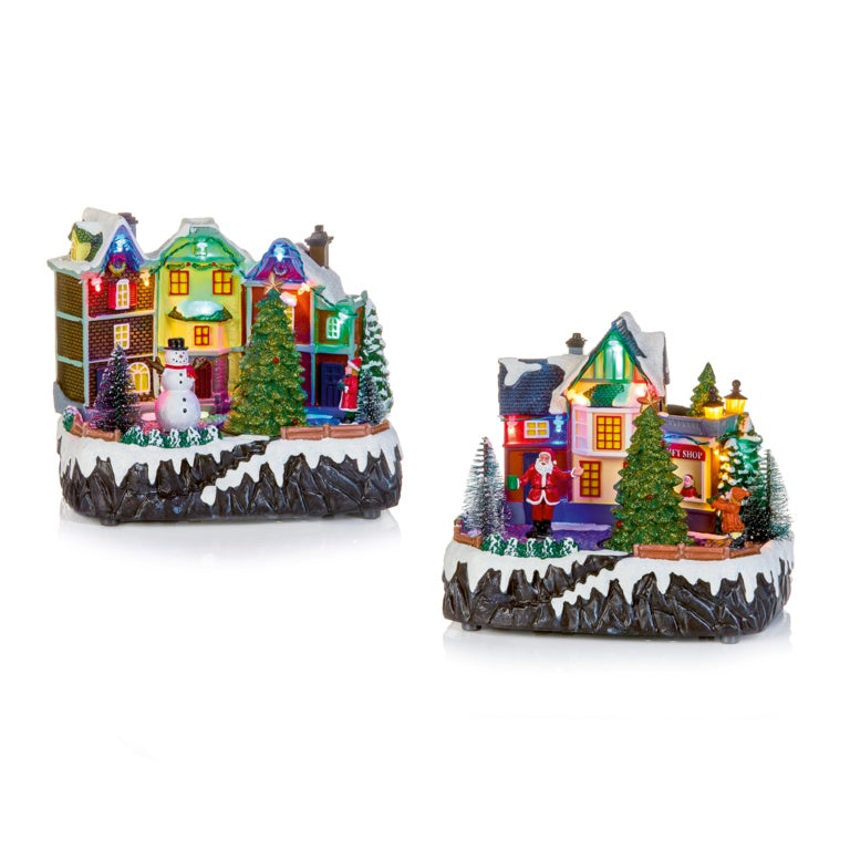 Premier Battery Operated Lit Village Santa Snow Snowman 20cm