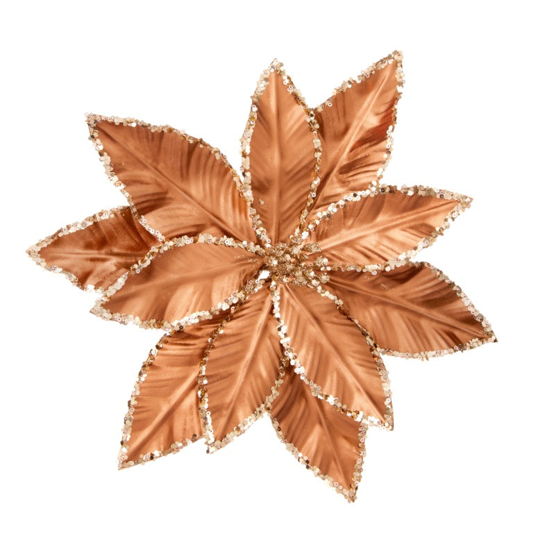Premier Brown Metallic Poinsettia Clip On 34cm