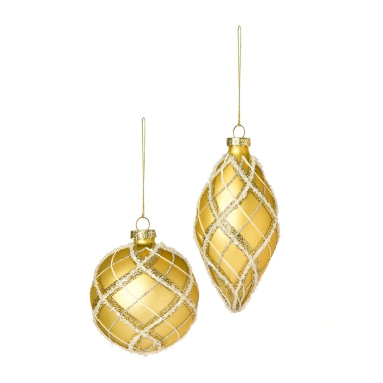 Premier Matt Champagne Gold Plaid Glass Ball or Drop 80-125mm