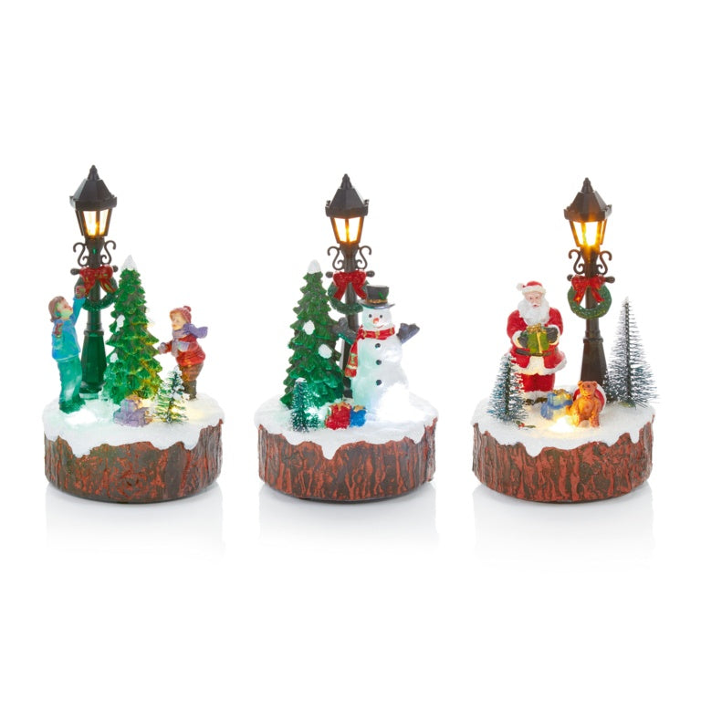 Premier Battery Operated Lit Xmas Lamp Santa/Snowman/Children 15cm