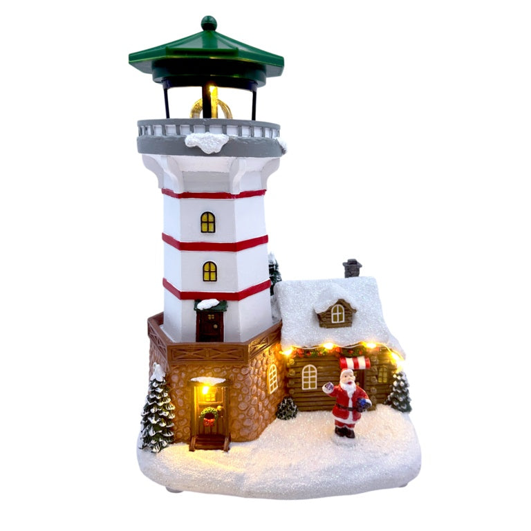Premier Battery Operated Lit Animated Musical Lighthouse 28.5cm