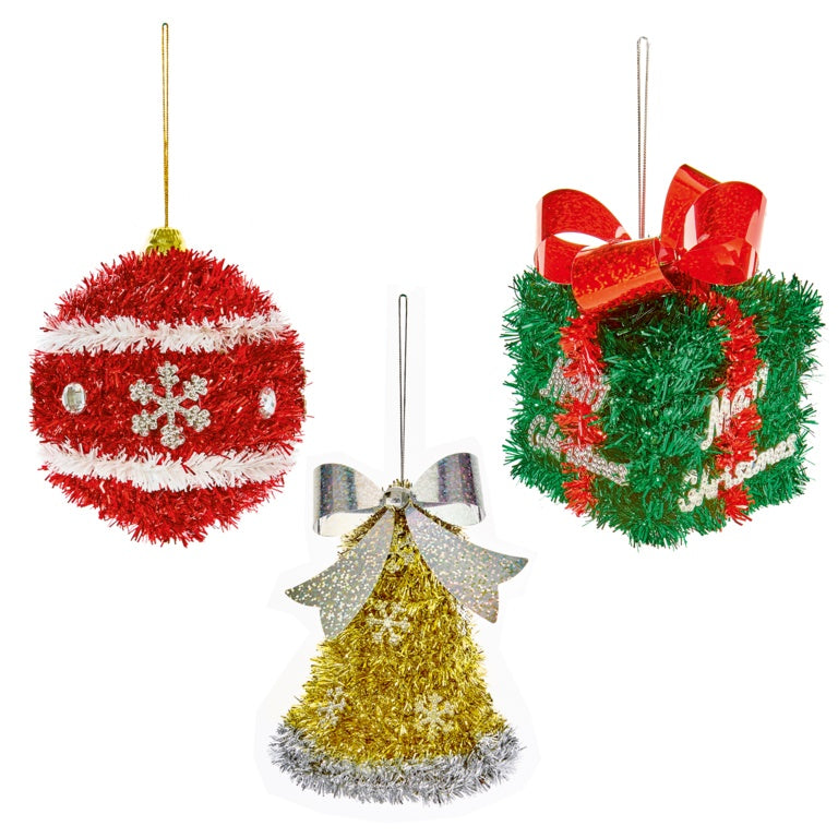 Premier Tinsel Shaped Hanging Decorations 16cm