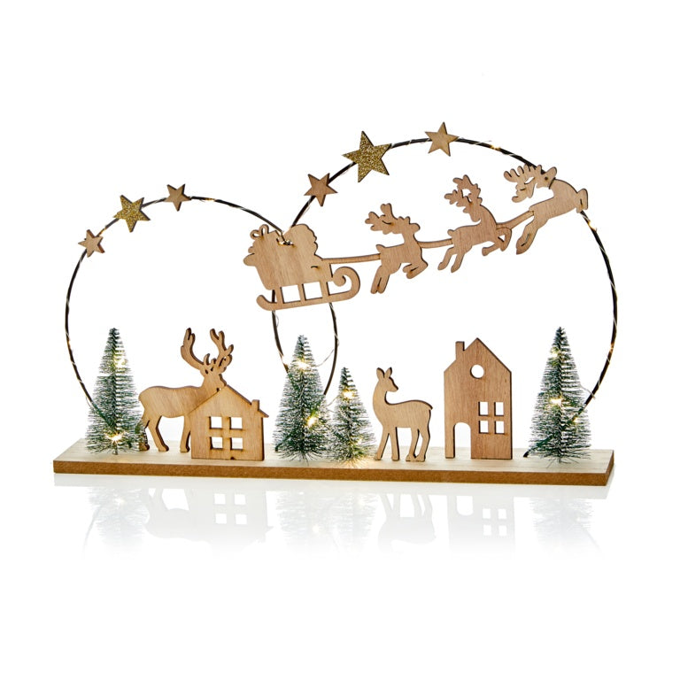 Premier Battery Operated Lit Metal Ring Xmas Scene 40cm