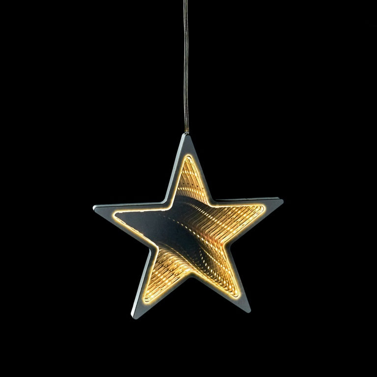 Premier Battery Operated Lit Star Infinity Mirror 15cm Warm White