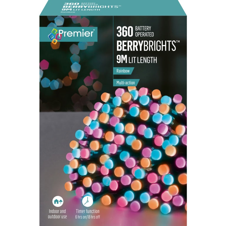 Premier Battery Operated Multi Action Berrybrights 360 LED Rainbow
