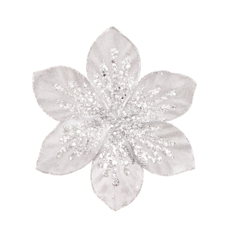 Premier Silver Flower With Glitter Clip On 19cm