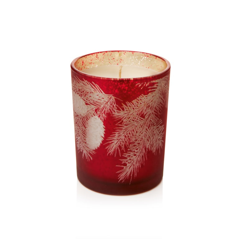 Premier Glass Scented Red Candle Pine Cone 12.5cm