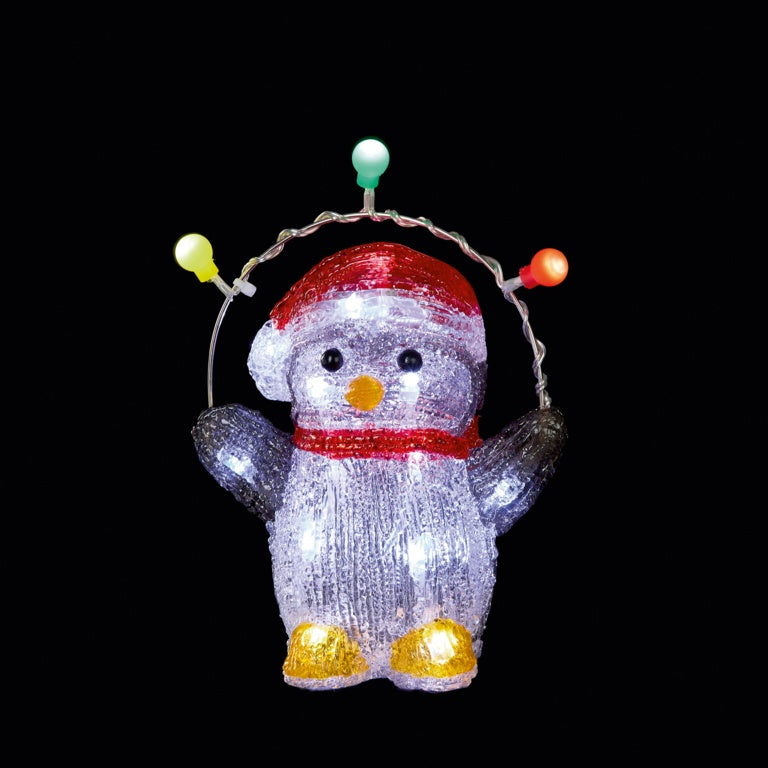 Premier Battery Operated Acrylic Penguin With 20 LEDs 20cm