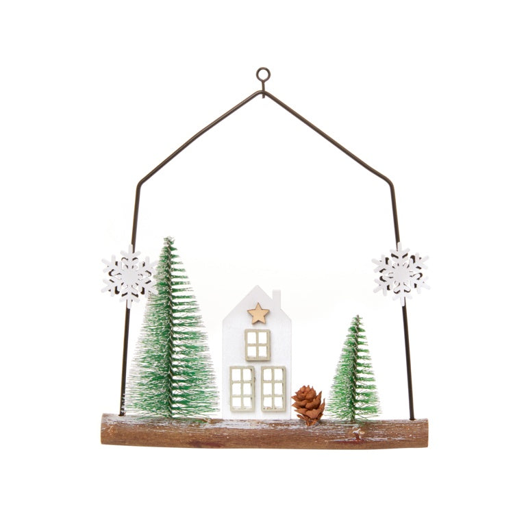Premier Wooden Houses With Wire Frame Hanger 8cm