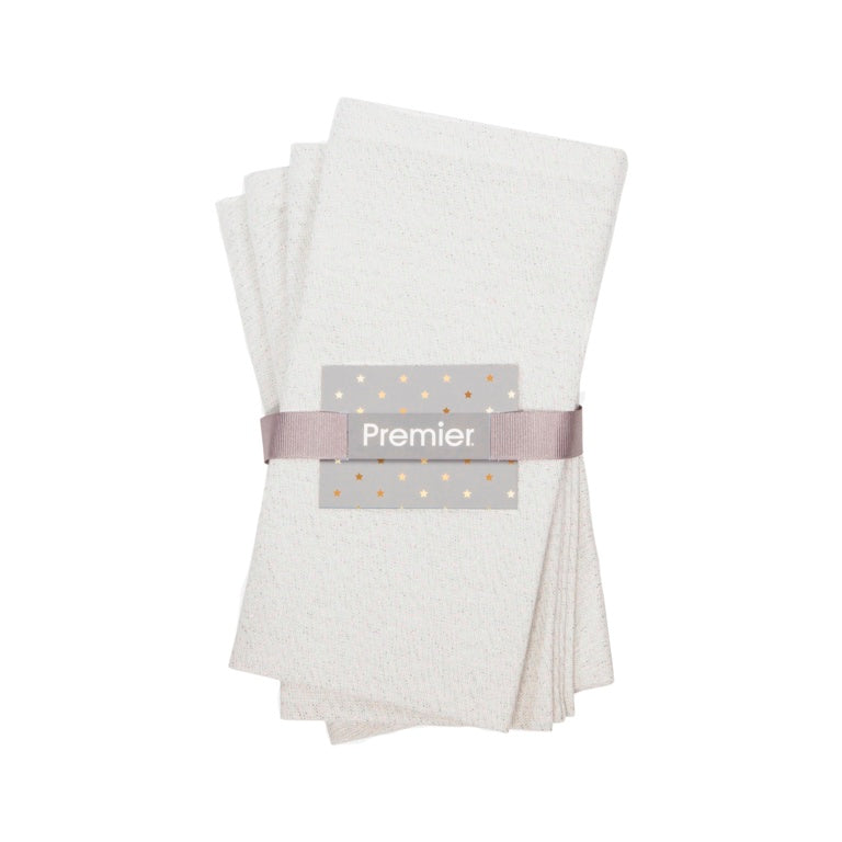 Premier Silver Glitter Lurex Napkins Set Of 4