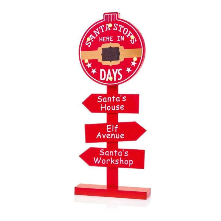 Premier Lit Battery Operated Countdown Xmas Sign Post Table Top 61cm