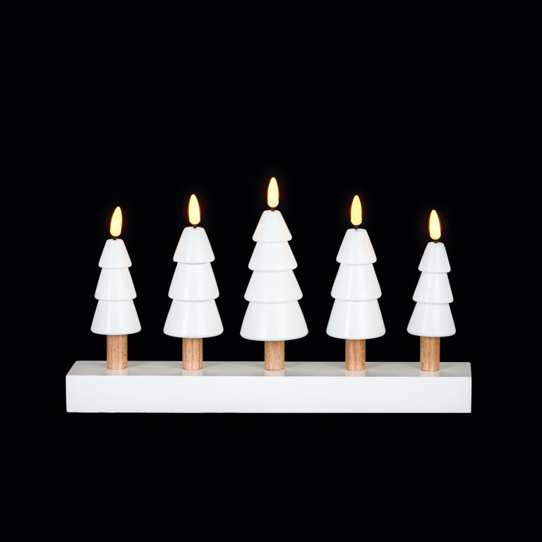 Premier 5 White LED Xmas Trees Candle Bridge 32cm
