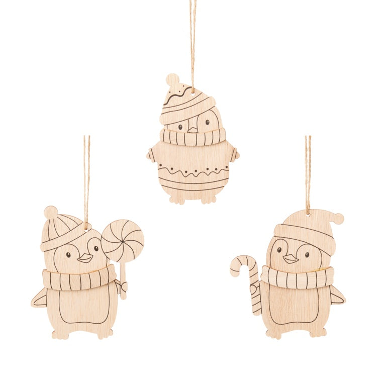 Premier Colour Your Own Penguin Hanging Decoration 4 Pens 11cm