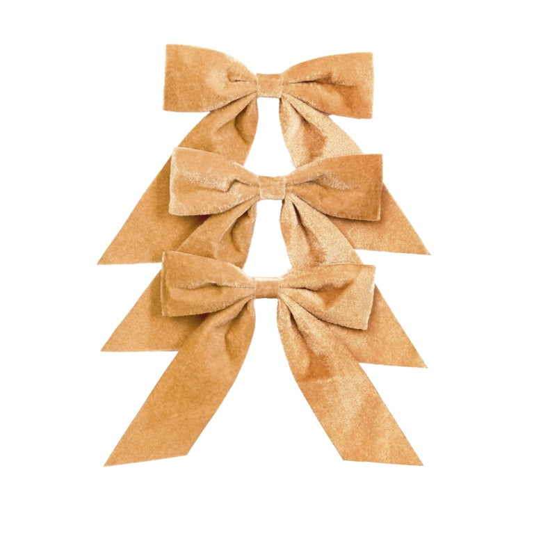 Premier Champagne Gold Bows On Backing Card 15cm 3 Piece