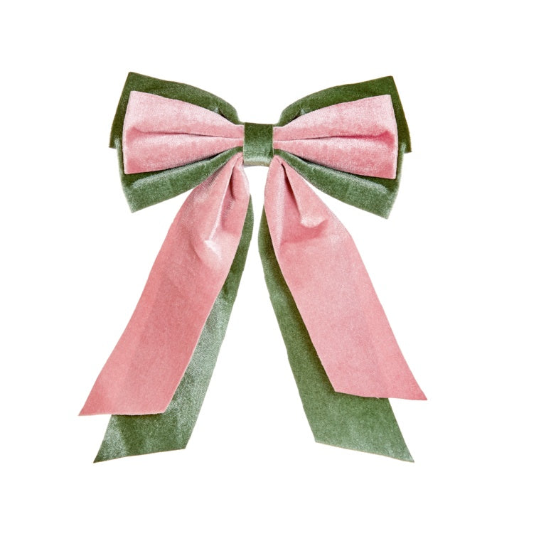 Premier Sage Green & Pink Velour Bow 30cm