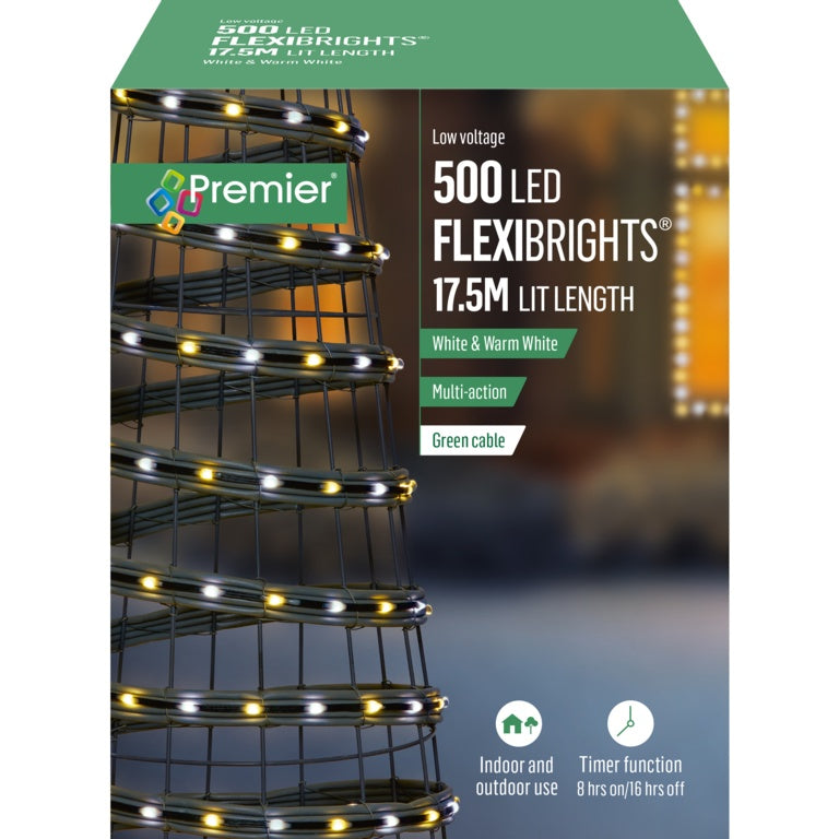 Premier Multi Action 500 LED Flexibrights White & Warm White Green Cable