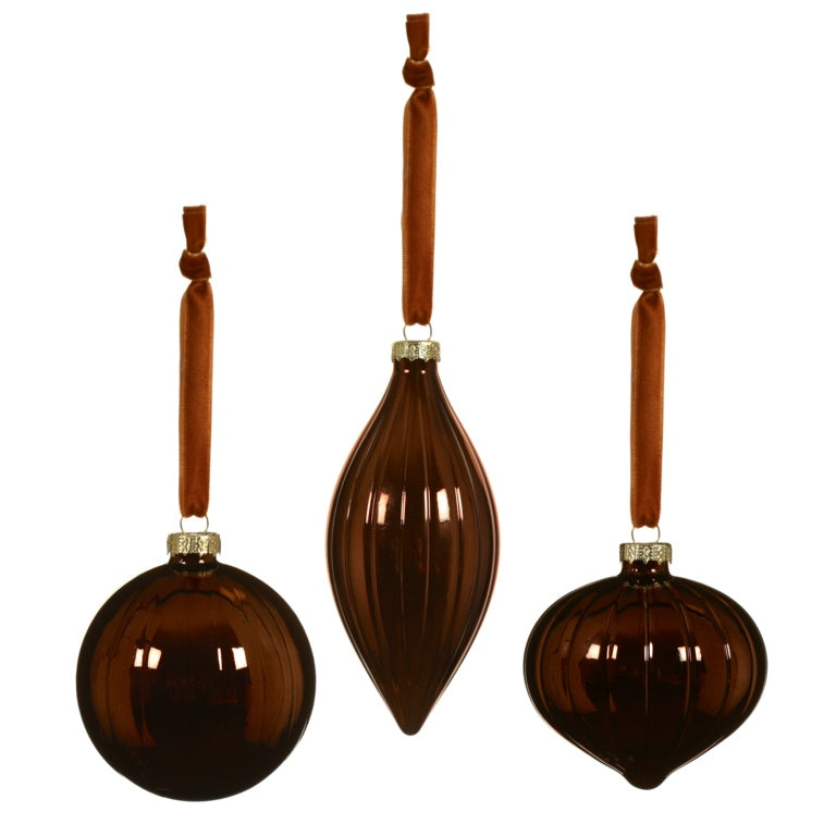 Premier Sepia Ribbed Glass Ball, Drop or Onion 80-130mm