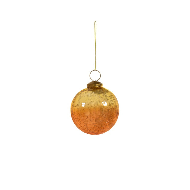 Premier Caramel Crackle Glass Champagne Gold Bauble 75mm
