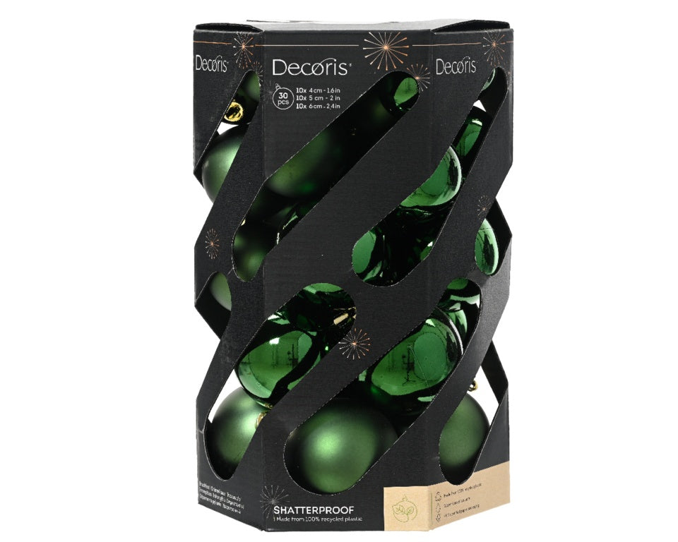 Kaemingk 6cm Baubles Tube 30 Pine Green