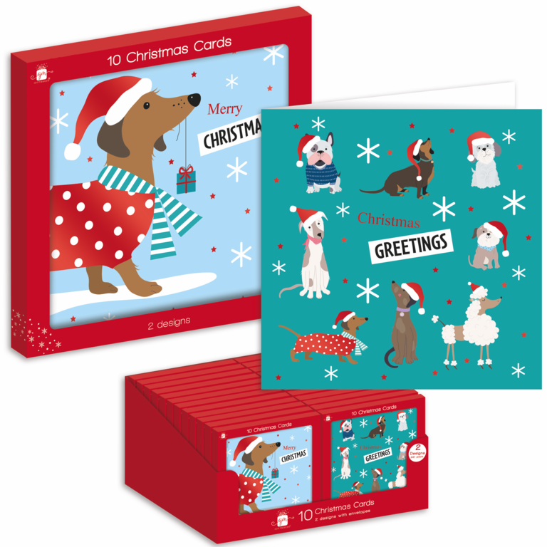 Ig Design Square Christmas Cards Pack 10 Dachshund
