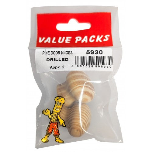 Fast Pak PINE DOOR KNOBS ( DRILLED FOR DOWELS )