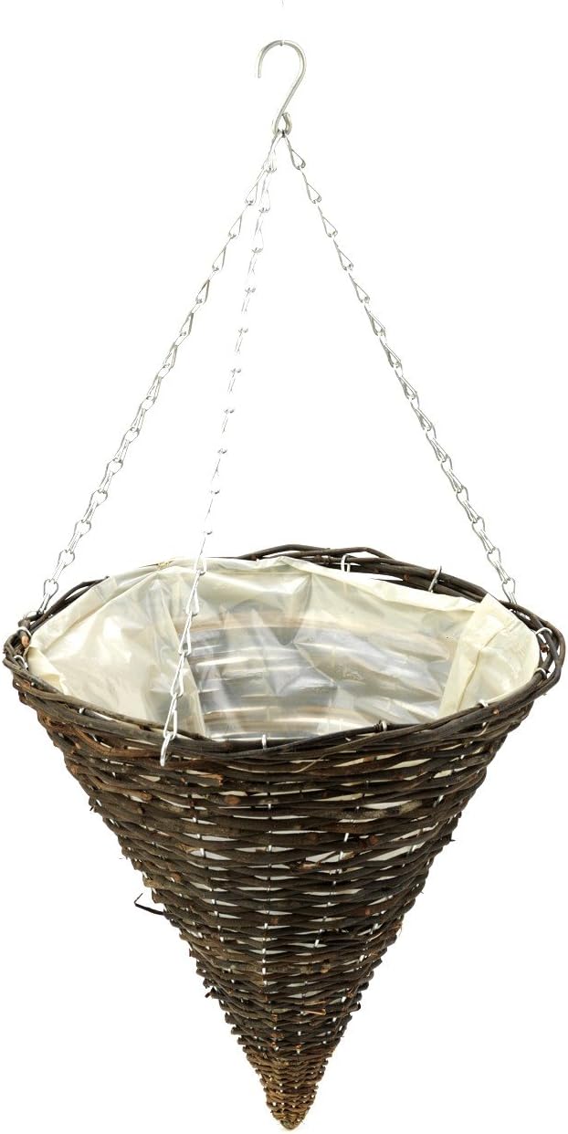Ambassador Willow Hanging Cone Basket 14"