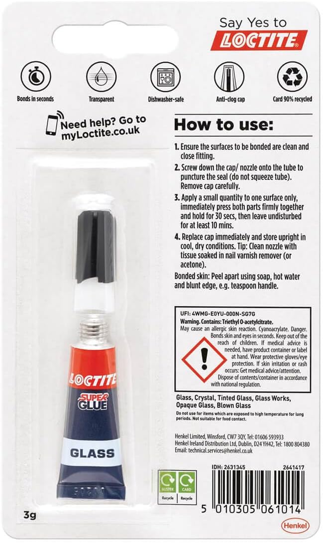 Loctite Super Glue Glass 3ml Tube