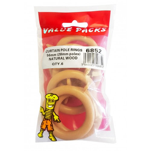 Fast Pak CURTAIN POLE RINGS 56mm NATURAL