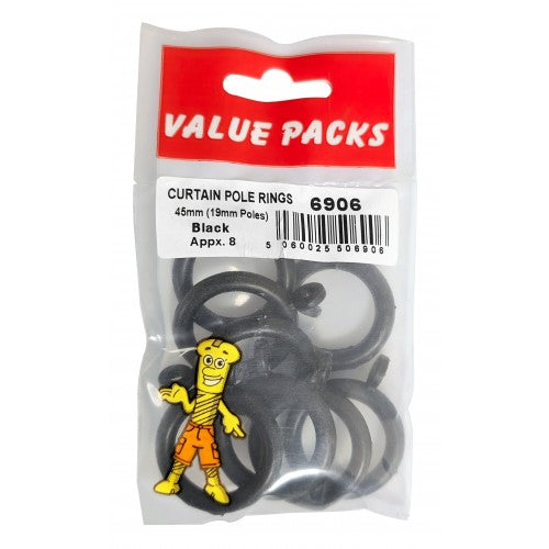 Fast Pak CURTAIN POLE RINGS 45mm BLACK