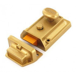 Securit Champagne finish nightlatch + Brass cylinder