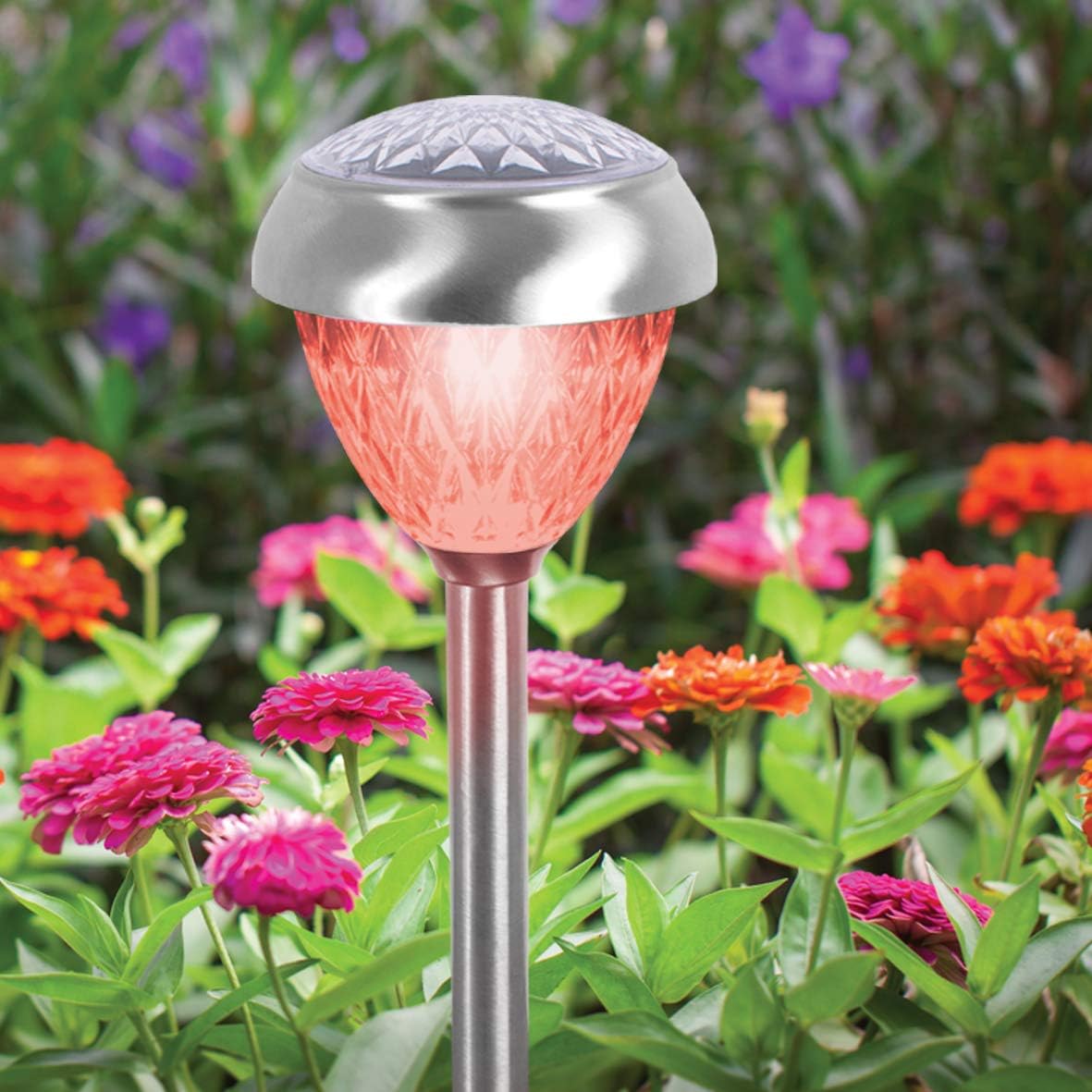 GardenKraft Stainless Steel Colour Change Solar Lights