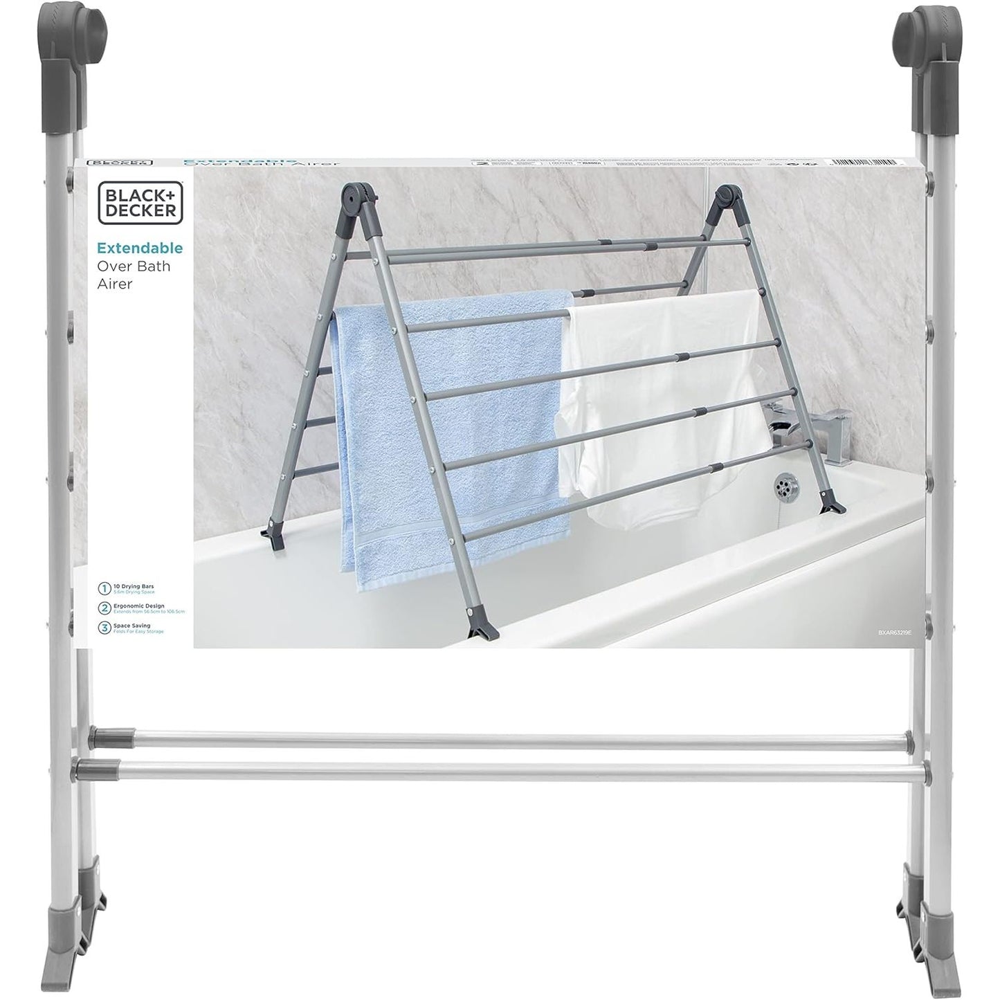 Black Decker Over Bath Extending Airer Grey
