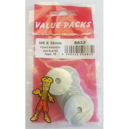 Fast Pak M6 x 1 1/4'' ARANDELAS PENNY ZINC