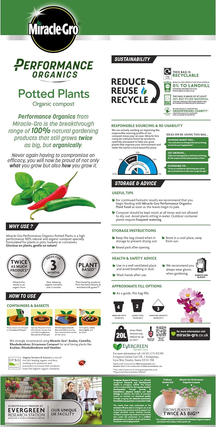 Miracle-Gro® Performance Organic Peat Free Potted Plants Compost