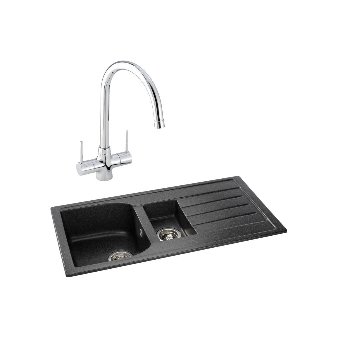 Abode Oriel 1.5B Inset Black Granite Sink & Nexa Tap Pack