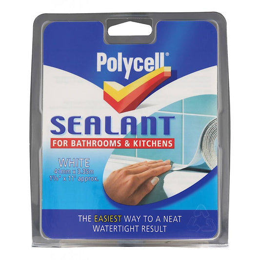 Polycell Sealant Strip Bathroom & Kitchen - White 41mm x 3.35m